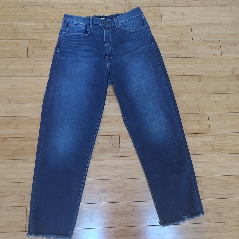 HUDSON Woman KASS High Rise Straight Ankle Jeans Size 32 Medium Wash Fray